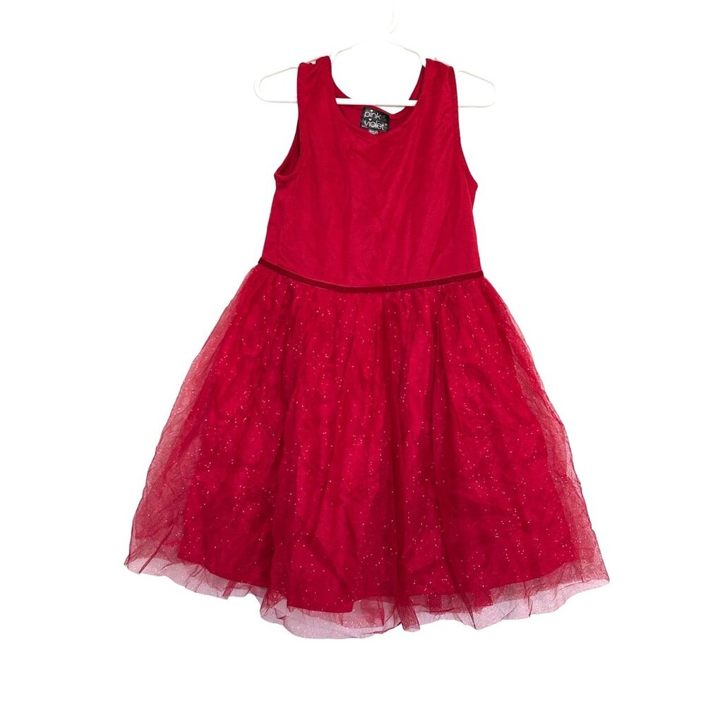 Girls Red Holiday sleeveless Tulle Dress Size 6X